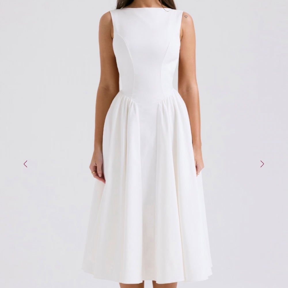 HOUSE OF CB 'Cindy' White Twill Midi
Sundress NWOT